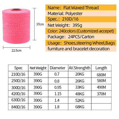 100% 폴리에스테르 평면 엮은 꿰매기 가닥 가닥 가죽 엮은 Wax 가닥 240 색상