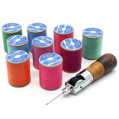폴리에스터 0.8mm 평평한 Wax Thread for Hand Sewing Leather DIY 작은 롤 수동 스레드