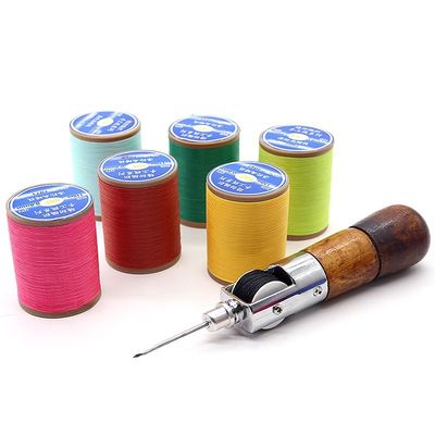 폴리에스터 0.8mm 평평한 Wax Thread for Hand Sewing Leather DIY 작은 롤 수동 스레드