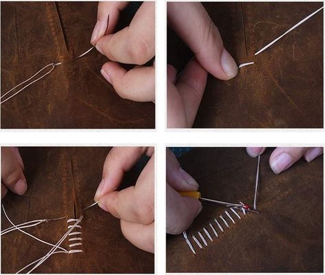 0.8mm 지름 100% 폴리에스터 가죽 꿰매고 바늘 가닥 12 세트 DIY 수작업