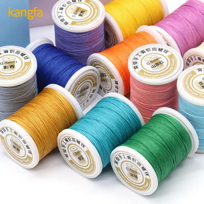 폴리에스테르/  Waxed Material 손 꿰매는 가죽 실 0.8mm 평평한 Wax 실 50m