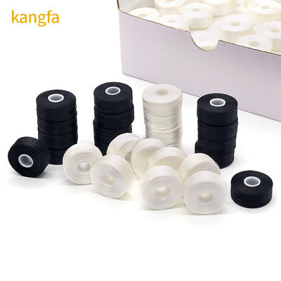 144pcs/box 흰색/검은 75D/2 100% 폴리에스터 선순환 바빈 스레드